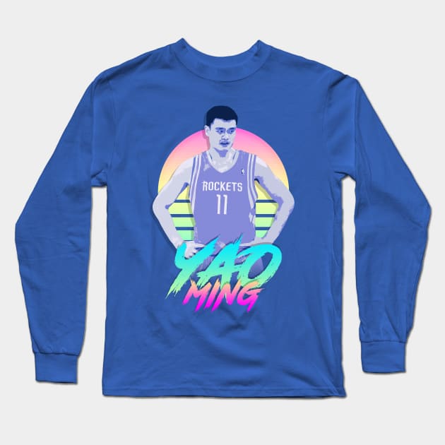 Yao Ming Retro Futuristic Aesthetic Long Sleeve T-Shirt by StupidHead